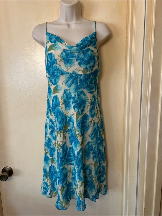 Ann Taylor Dresses & Skirts - Ann Taylor Vintage Blue Silk Floral Slip Midi Dress size 6P